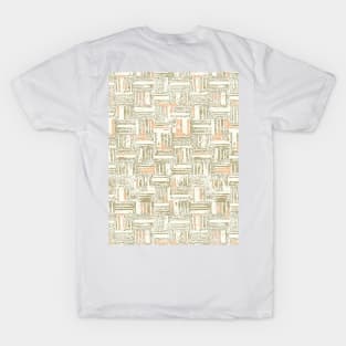 Wood block print beige T-Shirt